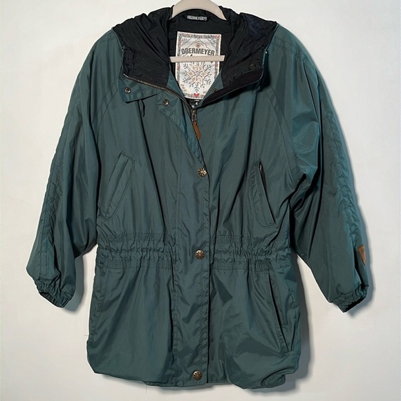 OBERMEYER "Shangri-La" Green Anorak 4 Pocket Lightweight Hooded Ski Jacket SZ 4 - Picture 1 of 16